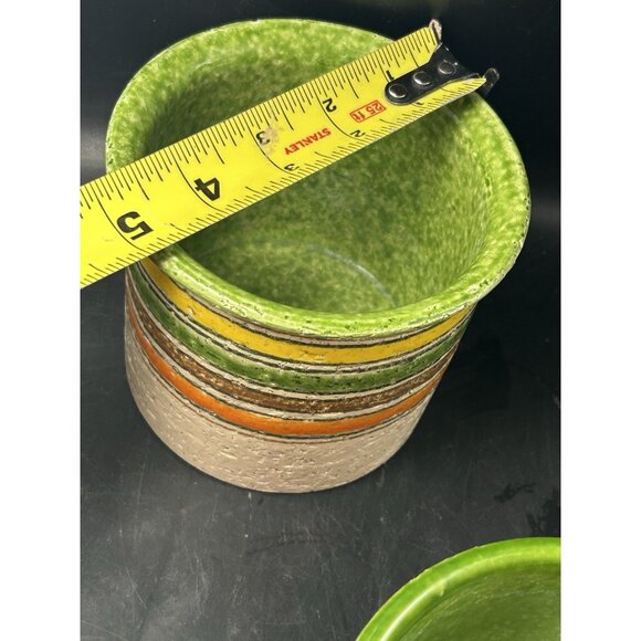 Bitossi Planter Pot Set 3 Londi Italy Pottery Floral Stripe Rosenthal Netter 4" - Picture 12 of 16